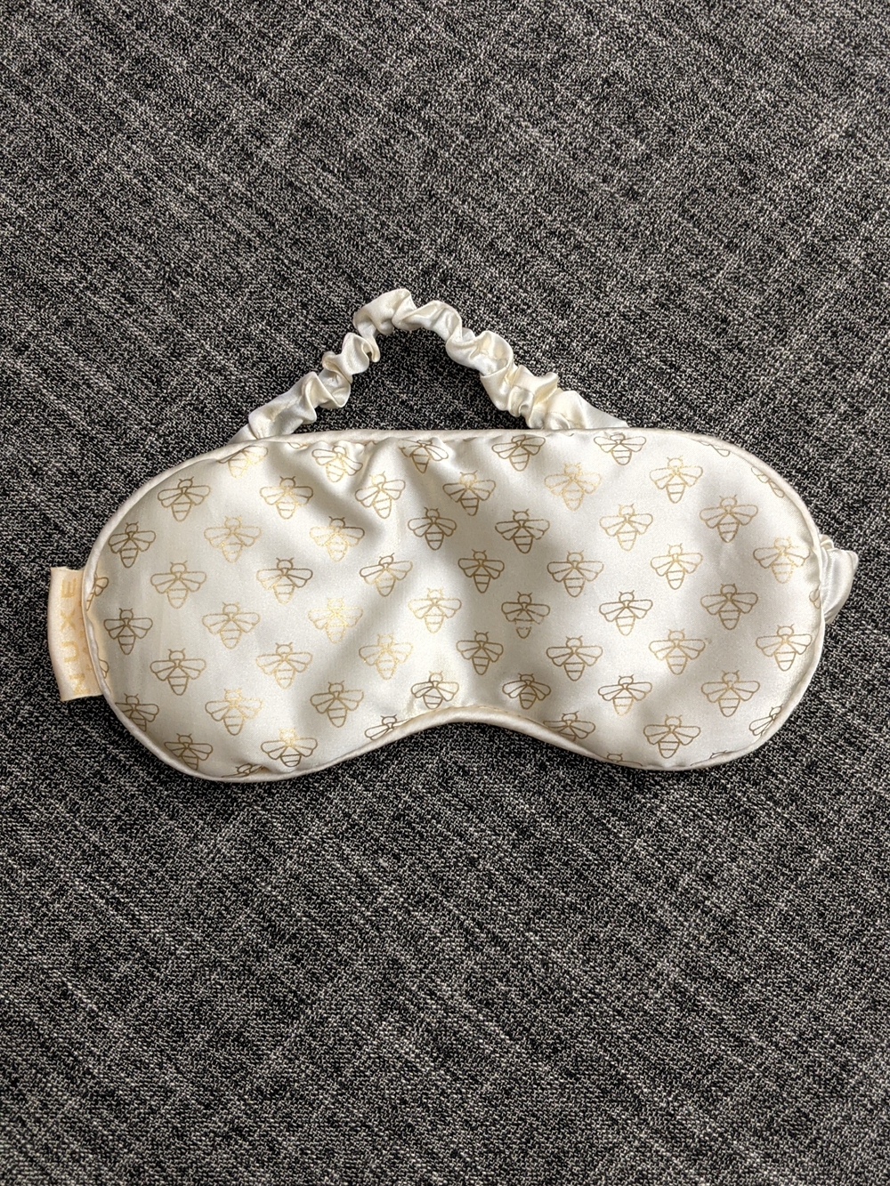 Silk Eye Mask in Champagne with Gold Bee Print